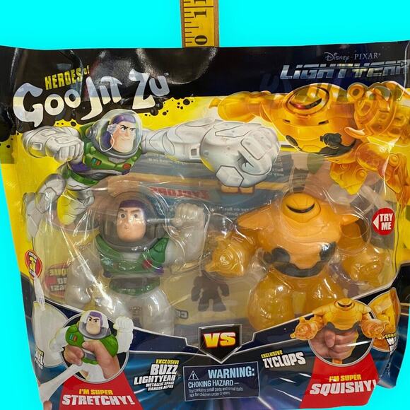 Buzz Lightyear & Yellow Zyclops Heroes of Goo Jit Zu DISNEY PIXAR 2022 Orig Pkg - Picture 3 of 13